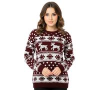 Janisramone Femmes Dames Nouveau Unisexe Noël Renne Flocon De Neige Nouveauté Tricoté Unisexe Xmas Pull Chandail Haut