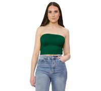 Janisramone Haut court bandeau pour femme, haut d'été extensible sans bretelles style tube de poitrine - Haut court pour femme, idéal pour sortir, haut pour femme, vert bouteille britannique
