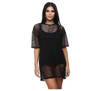 janisramone Haut en résille à manches courtes pour femmes T-shirts surdimensionnés en maille transparente pour femmes Tunique longue douce et confortable Tops amples pour femmes UK - T-shirts