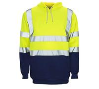 Janisramone® Homme Veste Haute Visibilité, Patch de Contraste Pull Over Sweat Polaire Homme, Sweat Homme Capuche Zippé Veste de Travail Homme Chantier