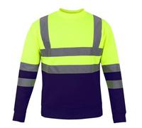 Janisramone® Homme Veste Haute Visibilité, Patch de Contraste Pull Over Sweat Polaire Homme, Sweat Homme Capuche Zippé Veste de Travail Homme Chantier