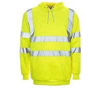 Janisramone® Homme Veste Haute Visibilité, Patch de Contraste Pull Over Sweat Polaire Homme, Sweat Homme Capuche Zippé Veste de Travail Homme Chantier