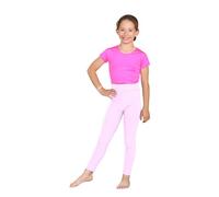 Janisramone Leggings taille haute pour filles - En microfibre - Uni - Extensible - Pour la danse et la gym, Rose layette, 11-12 ans