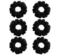 Janisramone Lot de 2, 4, 6, 12 chouchous élastiques en mousseline de soie pour femme - Pour chouchou volumineux - Noir