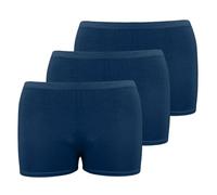 janisramone Lot de 3 mini shorts unis pour femme - Coupe ajustée - Taille élastique - Pantalon de yoga d'été pour femme - Idéal pour les clubs, la danse et la gym pour femme, bleu marine, 40-42