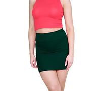 janisramone Mini Jupes pour Femmes, Micro Jupe élastiquée, Mini Jupe Moulante Taille Haute Y2k, Jupe Crayon uni Extensible Sexy Vert Bouteille