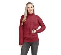 janisramone Polo à col haut pour femme, pull tricoté à manches longues, décontracté, hiver, vin