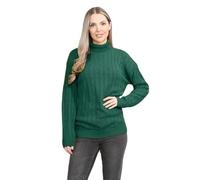 janisramone Polo à col haut pour femme - Pull tricoté à manches longues - Pull décontracté d'hiver à col roulé pour femme - Taille 36-54, vert bouteille, 52-54 Grande taille