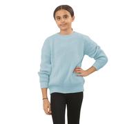 janisramone Pull de pêcheur en tricot épais pour filles, pull surdimensionné à manches longues, pull léger à col rond, pull tricoté chaud pour enfants de 7 à 13 ans, bleu ciel, 13 ans