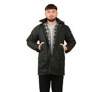 janisramone® Veste cirée rembourrée en coton avec capuche pour homme - Veste de pluie imperméable pour la randonnée, la chasse, la pêche - Pour homme - Vêtement de sport décontracté, vert olive, XL