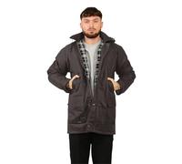 janisramone® Veste cirée rembourrée en coton avec capuche pour homme - Veste de pluie imperméable pour la randonnée, la chasse, la pêche - Pour homme - Vêtement de sport décontracté, marron, M