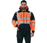 Janisramone® Veste Haute Visibilité, Pull Over Sweat Polaire Capuche Zippée Homme