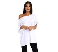 Janisramone Women's Batwing Short Sleeve Off The Shoulder Top, Bardot Baggy Style T Shirt for Casual & Party Wear, [Multiple]