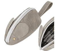 JANKINGS Trousse à crayons personnalisée en cuir synthétique avec fermeture éclair et dragonne, gris, 1 pièce