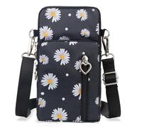 JANKS Petit sac à bandoulière pour femme, multi-poches zippées, porte-monnaie en nylon avec porte-cartes de crédit avec dragonne amovible, Chrysanthème.