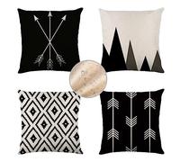 Janktie Housse Coussin 35x35cm Lin Imperméable Géométrie Minimaliste Lot de 4 Housses de Coussins Décoratifs