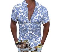 Janly Mens Shirt Top,Mens Hawaiian Shirt Flower Shirts Short Sleeve No Iron Casual Beach Summer Shirt Regular Fit Vacation Shirts FRT103