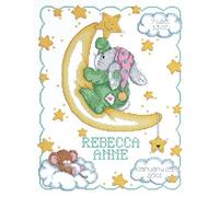 Janlynn 063-0102 Kit Point de Croix compté avec Croissant de Lune et Annonce de Naissance Blanc 27,9 x 35,6 cm