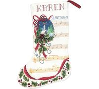 Janlynn Kit de Broderie au Point de Croix Motif Chaussette de Noël Silent Night en Coton Multicolore 26 x 38 x 0,1 cm