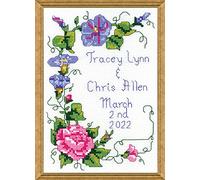 Janlynn Mini kit de Broderie au Point de Croix pour Mariage Floral, 12,7 x 17,8 cm, 14 Points, 5 x 7