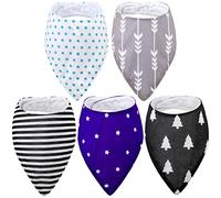 Janmercy Lot de 5 bavoirs bandanas doux et absorbants pour adultes pour besoins spéciaux, imperméables, enfants, hommes et femmes (motif élégant)