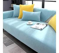 JANMEYO Housse de canapé en chenille - 1/2/3/4 places - Simple, moderne et antidérapante - Pour décoration de la maison - Quatre saisons - Bleu clair - 110 x 210 cm