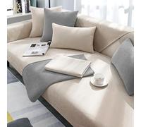 JANMEYO Housse de canapé en chenille - 1/2/3/4 places - Simple, moderne et antidérapante - Pour décoration d'intérieur - Quatre saisons - Beige - 110 x 180 cm
