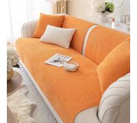JANMEYO Housse de coussin de canapé 1, 2, 3 ou 4 places en velours chaud, antidérapant, anti-poussière et anti-poussière, protection de meubles quatre saisons, orange, 110 x 160 cm