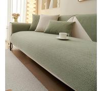 JANMEYO Housse de coussin de canapé en chenille antidérapante universelle pour animal de compagnie, chat, chiens, moderne, simple 1, 2, 3 ou 4 places - Protection de meubles quatre saisons - Vert, 110
