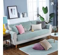 JANMEYO Housse de coussin pour canapé moderne anti-poussière - Doux, épais et respirant - Pour canapé d'angle en forme de L - Protection pour enfants, animaux domestiques - Bleu et vert, 110 x 110 cm