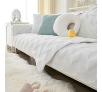 JANMEYO Housse de coussin pour canapé tendance nordique - Douce, épaisse, antidérapante - En forme de L - Pour canapé d'angle 3/2/1/4 places - Serviette anti-poussière - Lavable - Blanc - 70 x 210 cm