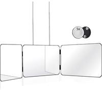 JANMPASK Miroir à 3 Voies pour Outils de Coupe de Cheveux avec Miroir réglable en Hauteur 360 ° pour Maquillage et Voir l'arrière de la tête (Noir)
