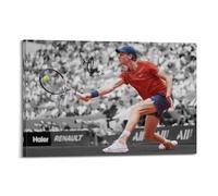 Jannik - Impression sur toile de style joueur de tennis Sinner - Décoration murale pour salon, chambre à coucher - 30 x 45 cm