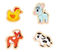 Janod – 4 puzzles en bois J07114 – Animaux de la ferme, 2 à 5 pièces, dès 18 mois