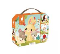 Janod - 4 Puzzles Évolutifs Animaux de la Ferme - 6-9-12-16 Pièces - Jouets Enfant - Jeux Éducatifs - Dextérité et Patience - Fabriqué en France - Dès 24 Mois,J03319, Orange
