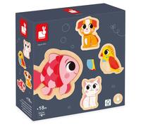 Janod – 4 puzzles en bois J07115 – Animaux de compagnie, 2–5 pièces, dès 18 mois
