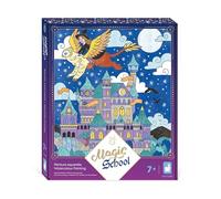 Janod - 4 Tableaux aux Traits Pailletés - Peinture Aquarelle - Thème Magie - Magic School - Kit Loisir Créatif Enfant - Apprentissage Motricité Fine et Concentration - Dès 7 Ans - J09108