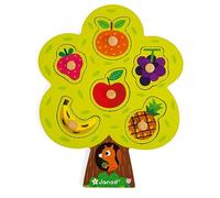 Janod - Puzzle Arbre Gourmand - 6 Pièces + 1 Plateau - Jouet d'Éveil en Bois - Jeu Éducatif, Développer la Mémoire - Dès 18 Mois, J07061