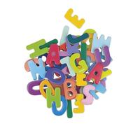 Janod - 52 Magnets en Bois Aimantés Alphabet - Convient pour Tableau ou frigo - Jeu Éducatif Magnétique pour Apprendre l'Alphabet, Manipuler Expérimenter et s’Amuser - Dès 3 Ans