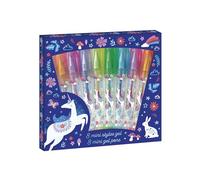 Janod - 8 Minis Stylos Gel Pailletés - Effets Pailletés - Thème Licorne - Stylo pour Dessin,Coloriage,Idee Cadeau Ado - Papeterie - 6 Ans et + - J08935