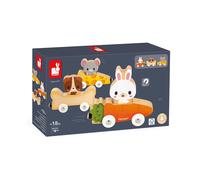 Janod – Jouet d'éveil Animaux Familiers magnétiques – 3 véhicules & 3 animaux en bois, dès 18 mois