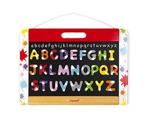 Janod - Ardoise Murale pour Enfant en Bois Splash - Double Face - 26 Magnets Incluses - Apprentissage Ecriture et Lecture - Dès 3 Ans, J09613