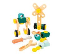 Janod - Baril 50 Pièces Brico'Kids - Jeu de Construction Enfant - 48 Accessoires + 2 Outils - Jeu d'Imitation - Développe Dextérité et Créativité - Dès 3 Ans,J06453