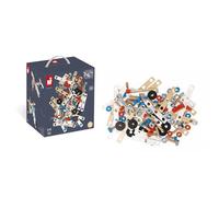 Janod - Baril Brico'Kids 50 Pièces - Jeu de Construction et d'Imitation en Bois - 5 Modèles Inclus - Apprentissage Motricité Fine et Créativité - dès 3 Ans, J06480