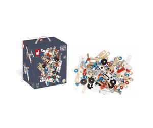 Janod - Baril Brico'Kids 50 Pièces - Jeu de Construction et d'Imitation en Bois - 5 Modèles Inclus - Apprentissage Motricité Fine et Créativité - dès 3 Ans, J06480