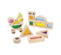 Janod Blocs translucides sensoriels – 18 pièces, 6 cartes modèles – Multicolore – Dès 12 mois