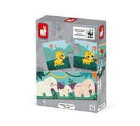 Janod - Boîte de 10 Puzzles Premier Age Animaux - Puzzle Enfant 3 pièces - Jeu Educatif - Apprentissage Motricité Fine et Concentration - Partenariat WWF - Carton Certifié FSC - Dès 2 ans, J08636