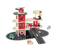 Janod, Bolid, Caserne de Pompiers en Bois FSC, Dès 2 Ans | Caserne avec 2 Pompiers, Camion de Pompier, 2 Voitures, Ambulance et Hélicoptère, Rampes, Ascenseur et Circuit