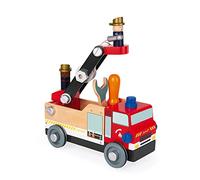 Janod, Brico'Kids, Camion de Pompier à Construire, Dès 3 Ans | Jeu de Bricolage 45 Pièces avec 2 Outils, 2 Pompiers et Notice, Motricité Fine et Imagination