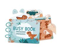 Janod, Busy Book, Dinosaures Allemand-Néerlandais, Dès 3 Ans | 18 Pages d'Activités avec Scratch, Livre Évolutif, Dinosaures, Chiffres et Alphabet, Motricité Fine, Carton Pelliculé